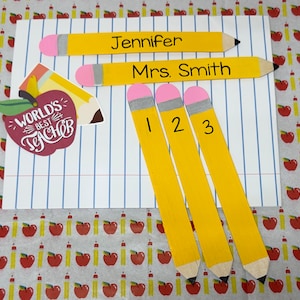 Personalized Teacher Gift Pencil Bookmark Set  Custom Classroom Decor | Hand Painted Wooden Pull Pencils | Bulk Class Gifts  School Supplies