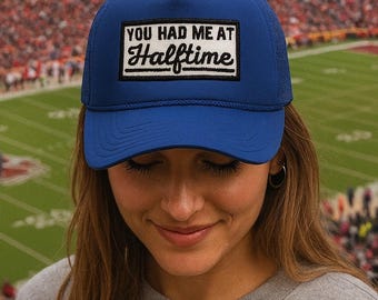 YOU HAD ME AT HALFTIME Black Trucker Hat You Had Me at Halftime Trucker Hat, Game Day Hat, Funny  main image 4