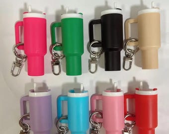 Miniature Tumbler Keychain with Removable Lid, Gift Holiday Accessory Birthday Cup Chapstick Lip Balm Gift for Her, Chapstick Holder