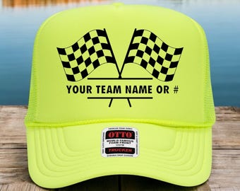 Custom Race Team Hat Personalized Trucker Hat, Motorsports Pit Crew Hat, Off-Road Racing Team Name or Number Trucker Hat, Race Life Hat