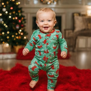 Pijama de bambú navideño, pijama de bambú para bebé, pijama convertible con cremallera, pijama de bambú, mono de bambú con cremallera, regalo para baby shower