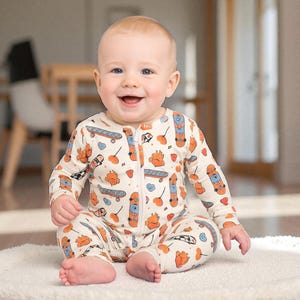 Skateboard Pajamas, Bamboo Baby Pajamas, Convertible Zipper Footie, Bamboo Sleeper, Bamboo Zipper Romper, Baby Shower, Baby Shower Gift