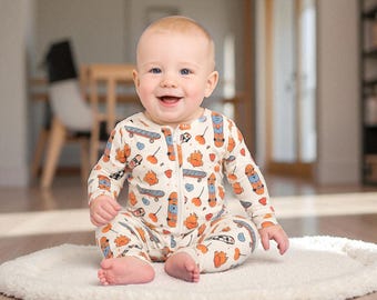 Skateboard Pajamas, Bamboo Baby Pajamas, Convertible Zipper Footie, Bamboo Sleeper, Bamboo Zipper Romper, Baby Shower, Baby Shower Gift