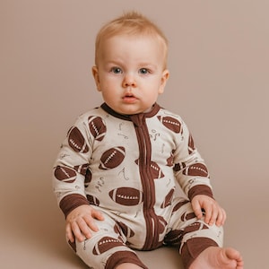 Football Bamboo Pajamas, Bamboo Baby Pajamas, Convertible Zipper Footie, Bamboo Sleeper, Bamboo Zipper Romper, Baby Shower, Baby Shower Gift
