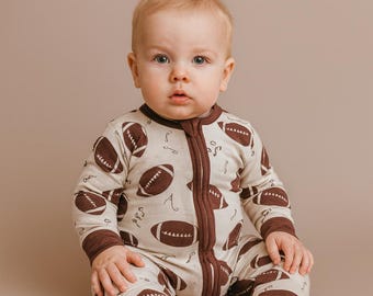Football Bamboo Pajamas, Bamboo Baby Pajamas, Convertible Zipper Footie, Bamboo Sleeper, Bamboo Zipper Romper, Baby Shower, Baby Shower Gift