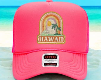 Trucker Hat, Trendy Gift for Her, Lucky Trucker Hat, Custom Trucker Hat, Woman's Trucker Hat, Hawaiian Trucker Hat, Patch Hat