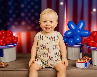 Little Firecracker Romper, Patriotic Baby Romper, 4th of July Romper, 4th of July Baby Outfit, 4th Of July Overalls, USA Romper