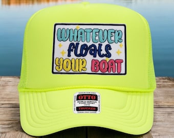 Was auch immer Ihr Boot schwebt Trucker-Hut, Sommersee-Hut, See-Tag-Accessoire, Fernlasterhut für Frauen, Boot-Trucker-Hut, maßgefertigter Fernlastfahrer-Hut