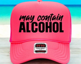 Czapka trucker może zawierać alkohol, zabawna czapka do picia, czapka z daszkiem Lake Life, prezent dla niej, nieodpowiednia czapka, czapka trucker, zabawna czapka trucker