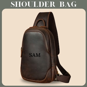 Bolso de piel para el pecho, Bolso bandolera para hombre, Bolso bandolera de piel para hombre, Bolso de hombro de piel, Bolso de viaje personalizado, Bolso mensajero, Regálale