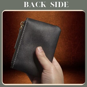 Genuine Leather Coin Purse Small Wallet with Minimalist Zipper Short Wallet for Men and Women Card Holder leather small wallet gift for him