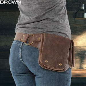 Sac ceinture en cuir PU steampunk : étui banane, accessoire cosplay