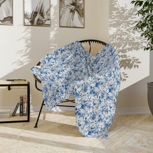 Blue and White Toile De Jouy Blanket