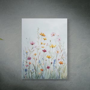 Floral Canvas Art, Field of Flowers Art, Wild Flowers Wall Art, Wildflower Field Art, Earthy Tones, Wildflower Artwork, Boho Artwork