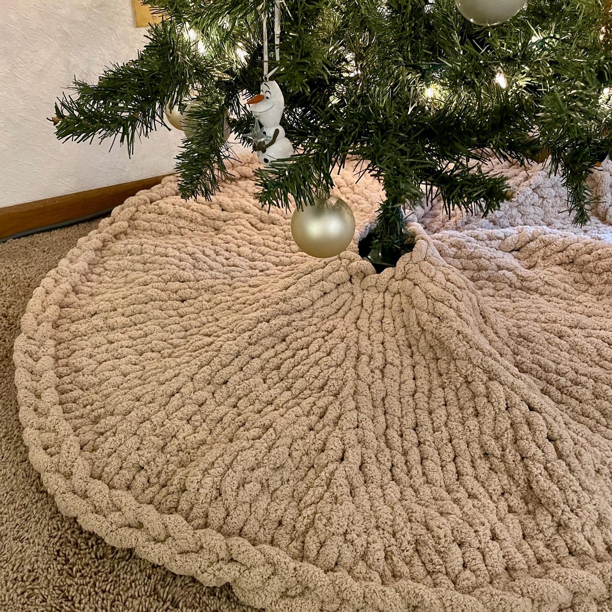 White Chunky Knit Tree Skirt - Etsy