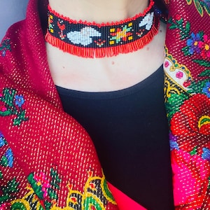Handmade Beaded Christmas Choker – Traditional Ukrainian Motifs