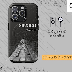 Mexico Pyramid iPhone 16, 15, 14 Case | Matte MagSafe Compatible Cover | Chichen Itza Design | Mexican Heritage Phone Case, made in mexico