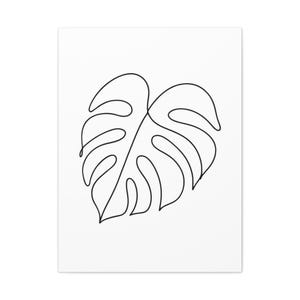 Minimalistische Monstera Blatt Linie Kunstdruck - Moderne botanische Wandkunst | Ästhetisches Geschenk für Pflanzenliebhaber | One Line Zeichnung auf Leinwand.