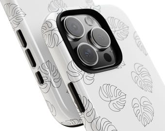 Minimalistisch Monstera Leaf-telefoonhoesje - Aesthetic Line Art Botanical IPhone-hoesje | Cadeau voor tropische plantenliefhebber