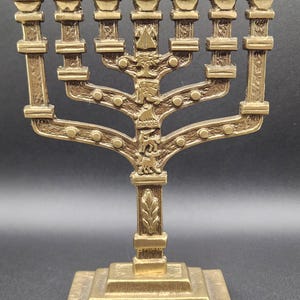 Vintage Menorah made of Brass, Seven Branched Candlesticks/candelabrum 12 tribes