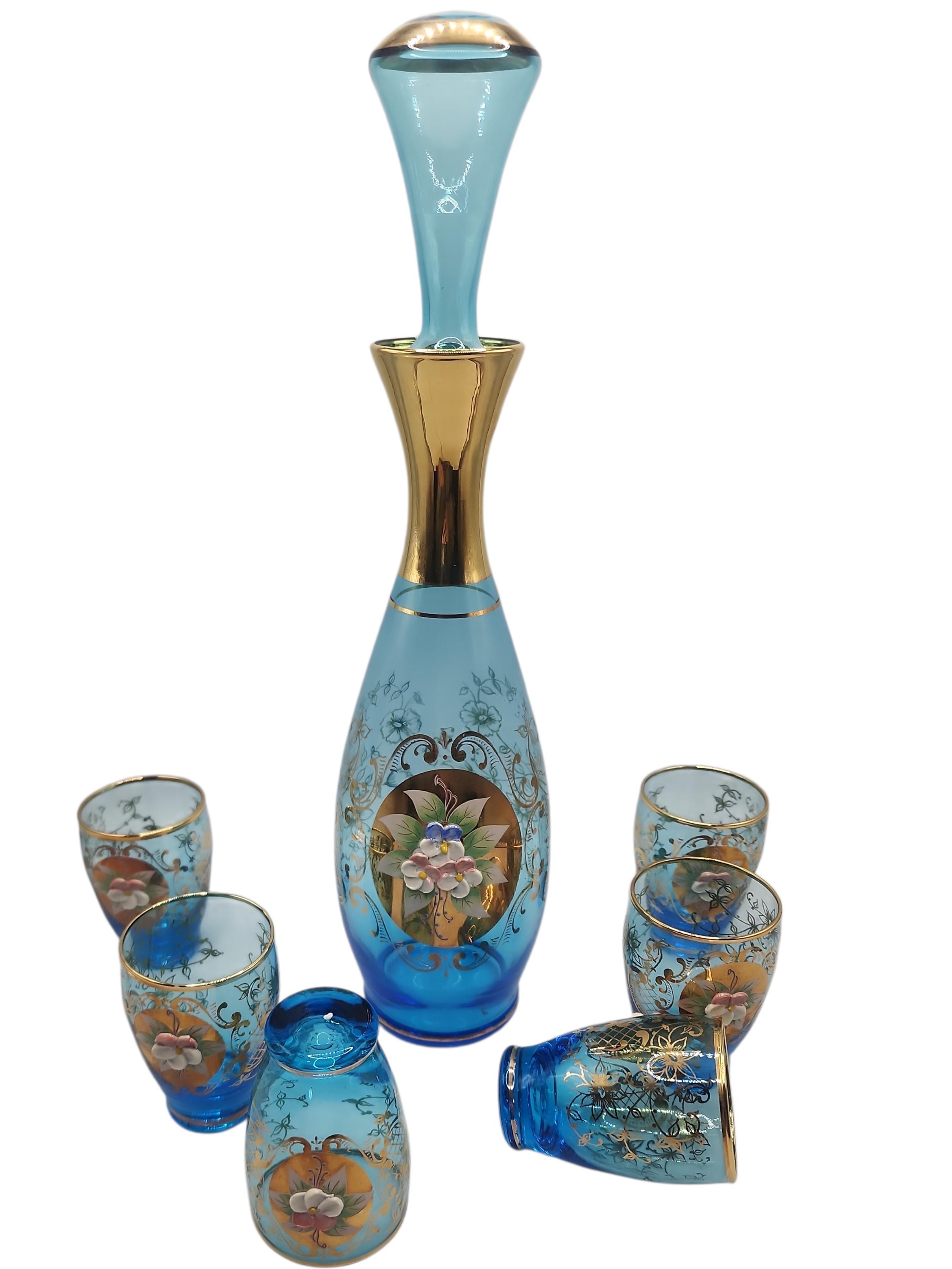 Murano Glass Decanter Blue Gold - Etsy