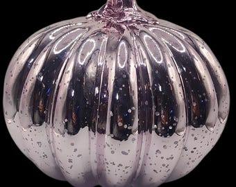 Mercury Glass Baby Pink And Silver Pumpkin Halloween Décor
