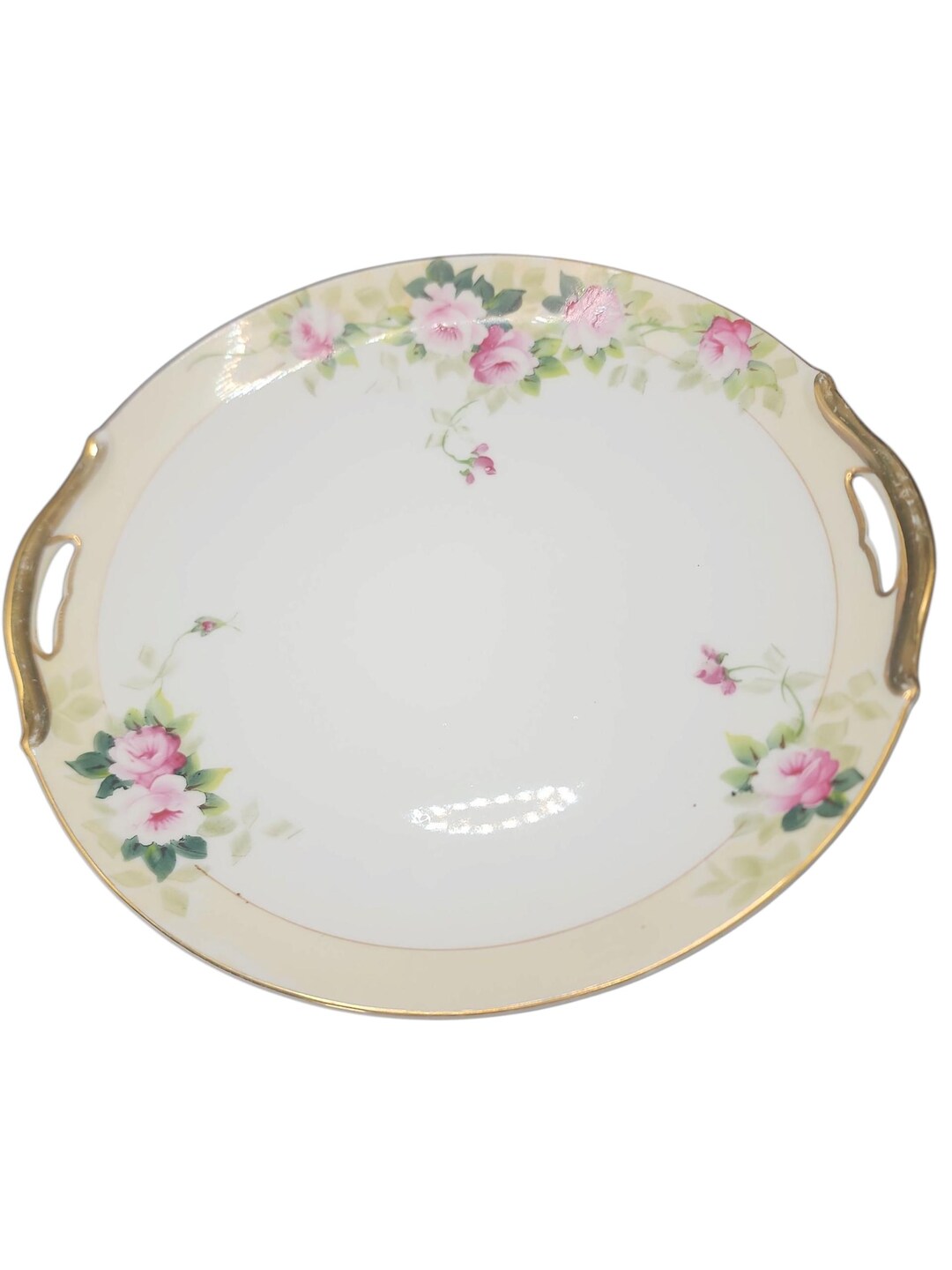 Hand Painted NIPPON Plate Platter Dish Trinkets - Open Handle Gold