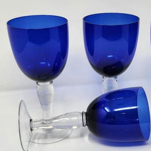 Verres à vin bleu cobalt vintage, verres à pied faits main, lot de 3
