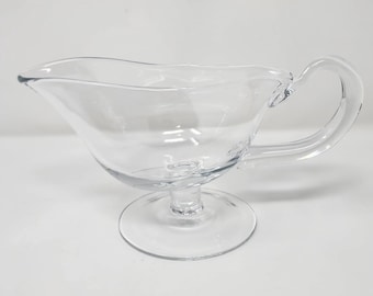 Footed Pedestal Clear Gla Gravy Boat by Luigi Bormioli