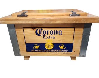 Vintage Corona Extra branded Rustic Wooden Cooler Box
