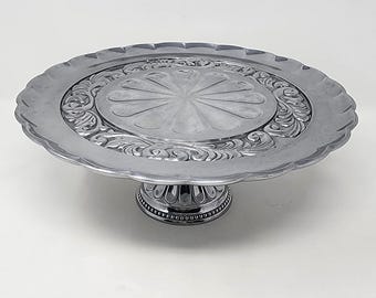 Vintage LENOX Butler's Pantry Aluminum Steel Pedestal Cake Stand Plate & Server
