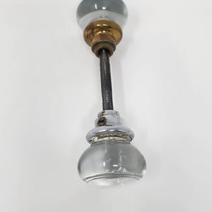 Puxador de porta vintage em cristal, latão facetado com 12 pontas, design arredondado (com pequena lasca)
