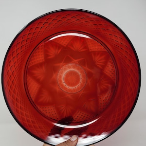 4 platos llanos vintage Luminarc Cristal D'Arques Durand de cristal rojo rubí de 25 cm (10 pulgadas), Francia