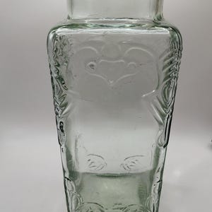 Vintage Depositato Embossed Glass Italian Canister With Wood Lid, Apocathery Jar