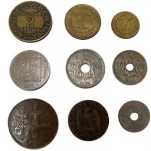 French franc coin collections- france coin set and with banknotes
