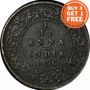 1/12 Indian Anna coin-choice of date from 1835-1942-India