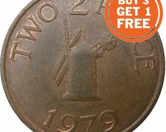 1971年ヴィンテージ2ペンス硬貨：エリザベス女王、ジュエリークラフト