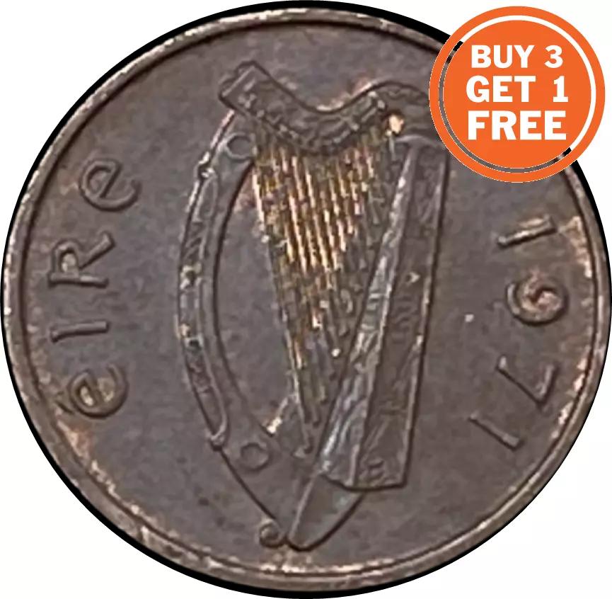 Monnaie Irlandaise Pi&egrave;ce D'or Pr&eacute;-d&eacute;cimale Demi-penny Avec Des Cochons
