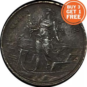 May include: A silver coin featuring a woman holding a torch and a branch. The coin displays the inscription "CENTAVO" and the year "1972".