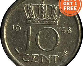 オランダ 10セント硬貨 | ウィルヘルミナ女王 | 1948年 - Etsy 日本