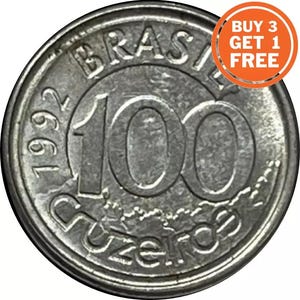 100 Brazilian Cruzeiros coin-choice of date from 1992-1993-Brazil/Brasil