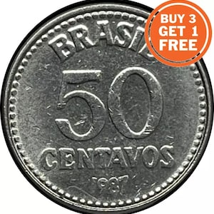 50 Brazilian Centavos-choice of date from 1986-1988 Brazil-Brasil
