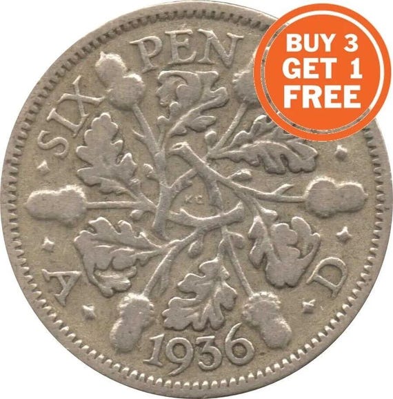 銀貨6ペンス ジョージ5世 1911年～1936年発行のコイン - Etsy 日本