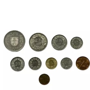 Switzerland Swiss Franc coin collection-10 coins total-optional banknote
