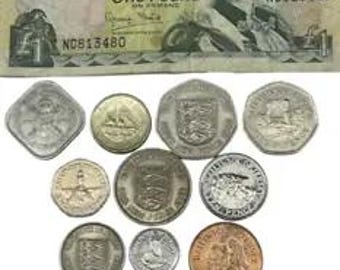 Jersey Münzsammlung 1 Pfund-1p- 11 Münzen gesamt- Geldscheine optional