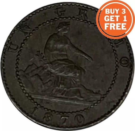 NGC-AU58BN スペイン 1870 OM 1センティモ 銅貨 1 Centimo- Spanish Coin - 1870 - Spain - Etsy