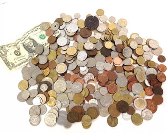1 kg gemischte Weltmünzen mit 20 x Weltbanknoten