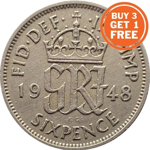 Silver sixpence George VI coin choice of year 1937-1952