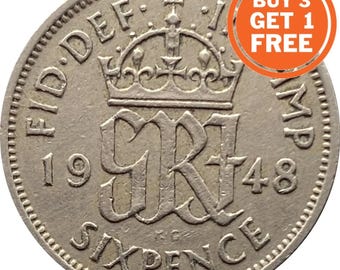 1952年 6ペンス硬貨 英国 ジョージ6世より 誕生日、記念日、工芸品