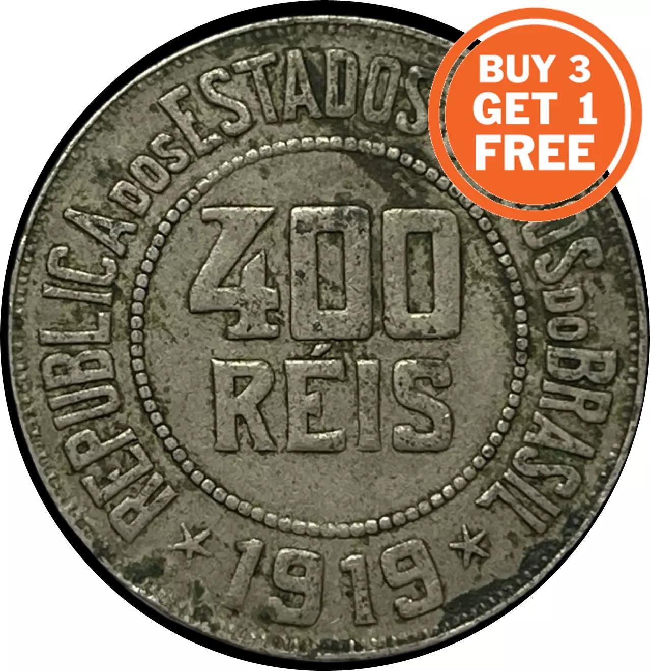 400 ブラジル レイス硬貨 - 1918 年から 1935 年までの日付を選択可能